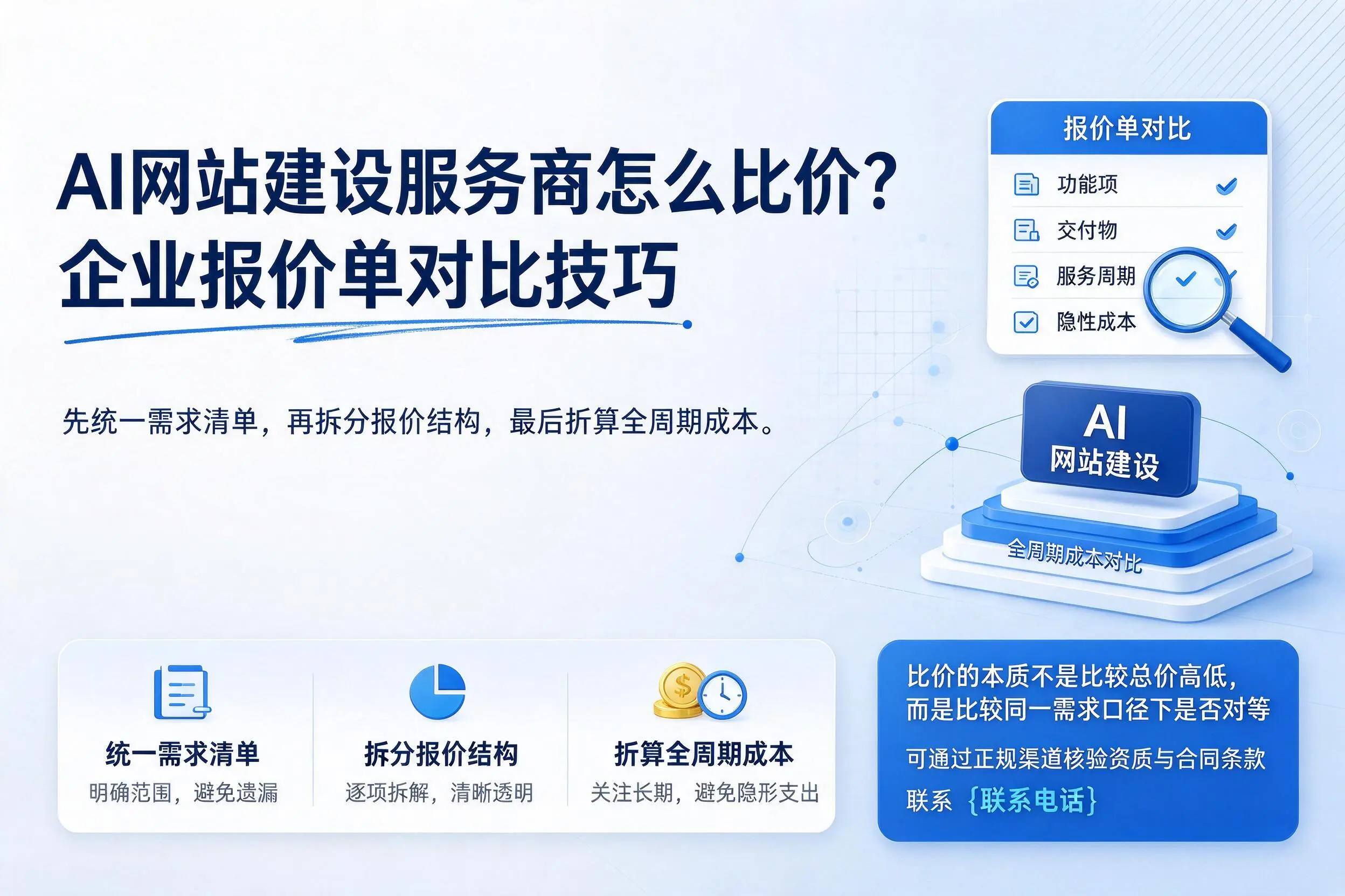 AI网站建设服务商怎么比价?郴州企业报价单对比技巧