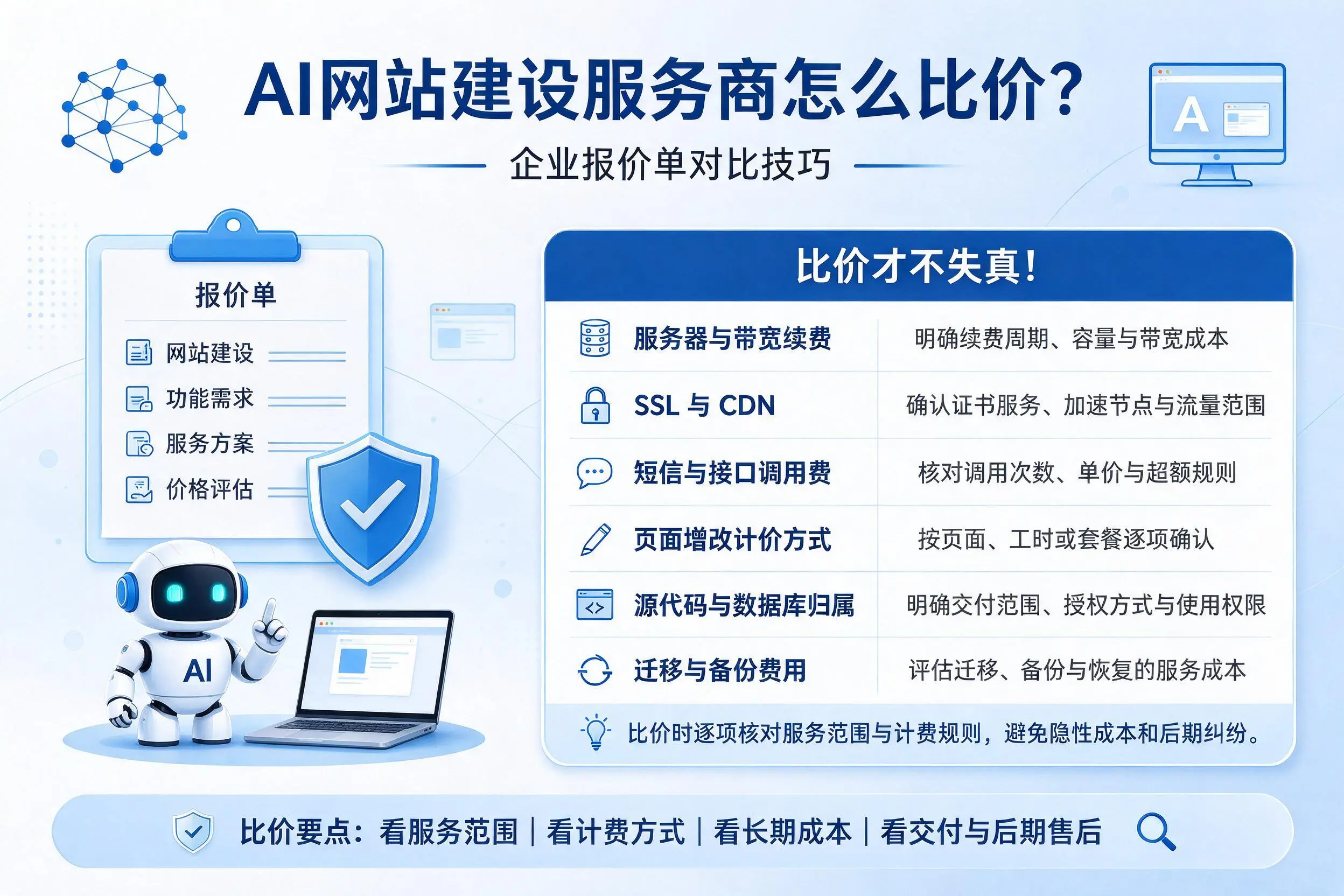 AI网站建设服务商怎么比价?郴州企业报价单对比技巧